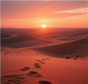 夏日沙漠日暮黄昏美景图片